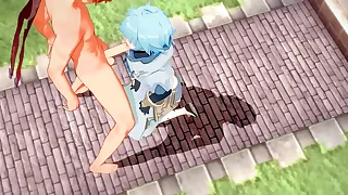 Genshin Full force Yaoi - Tartaglia x Chongyun HardSex - Sissy crossdress Japanese Asian Manga Anime Game Porn Gay