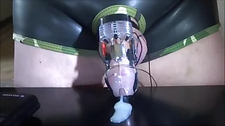 Estim e-stim cum sperm flannel milking at hand chastity device
